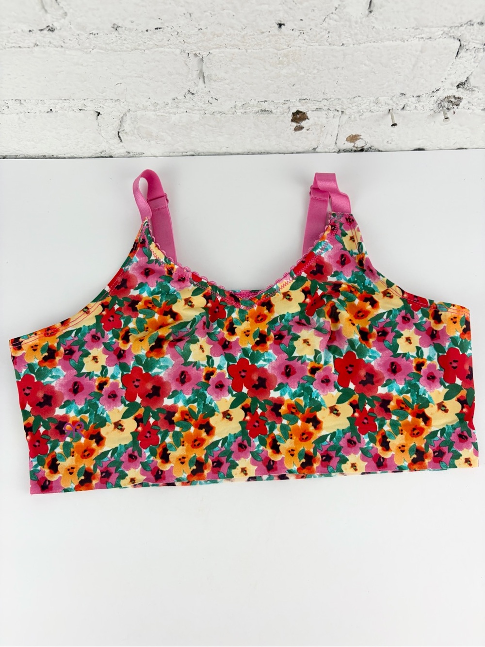 Ruby Ribbon Heritage Demiette Pink Floral Bloom Wireless Bralette Bra 36